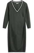 Dark Olive Jersey Fitted Dress