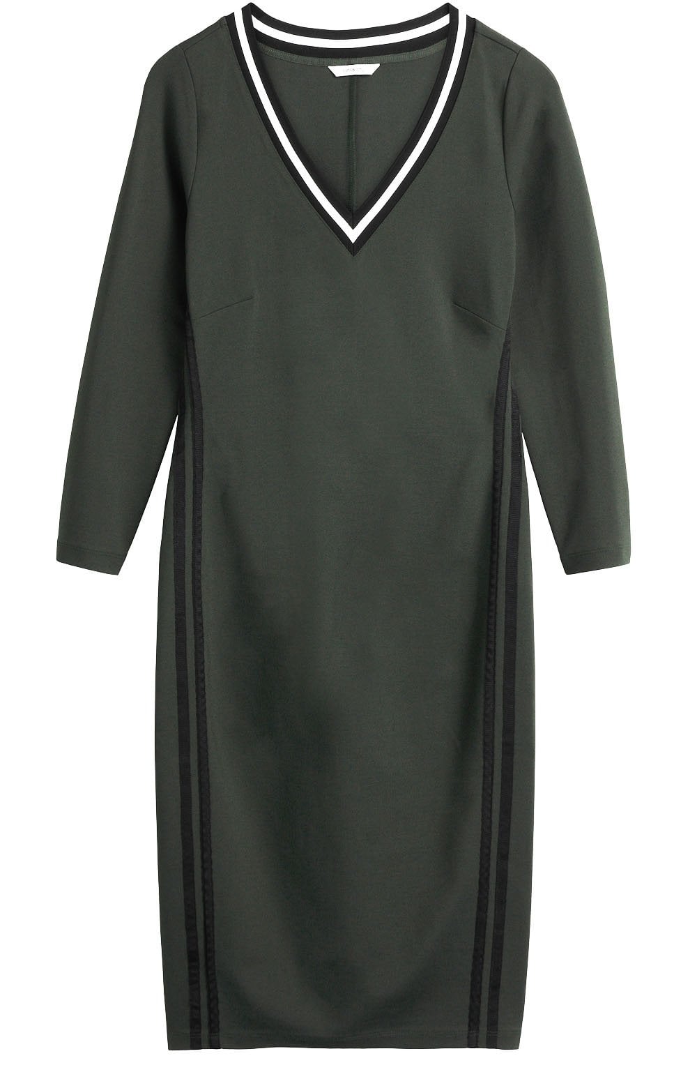 Dark Olive Jersey Fitted Dress