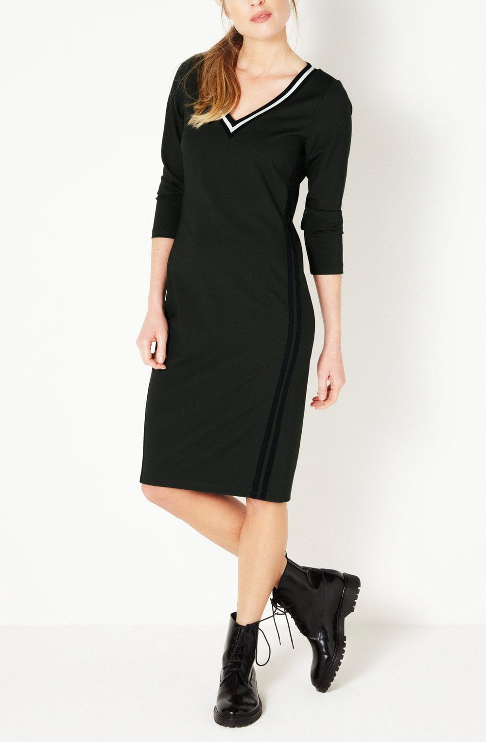 Dark Olive Jersey Fitted Dress