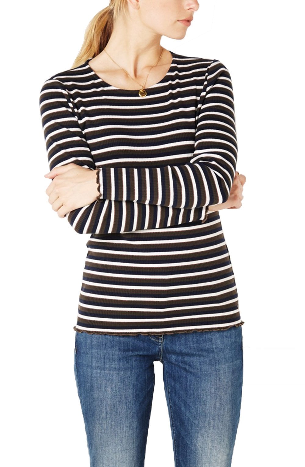 Dark Olive Striped Top