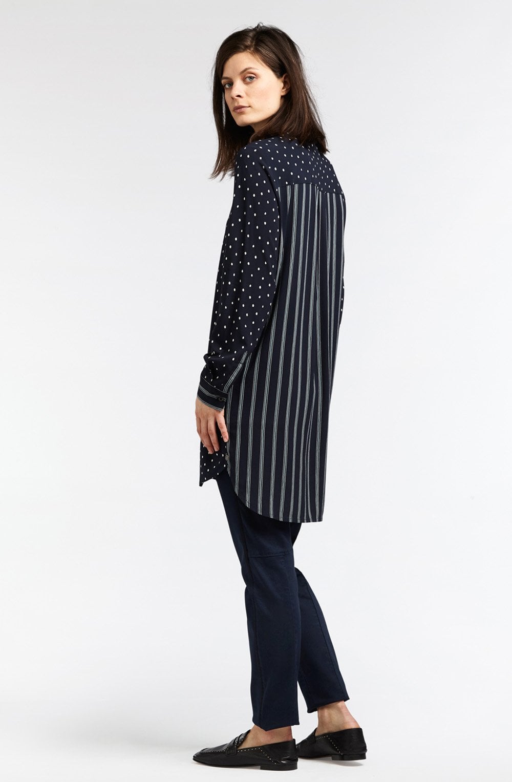 Dark Sapphire Contrasting Print Shirt