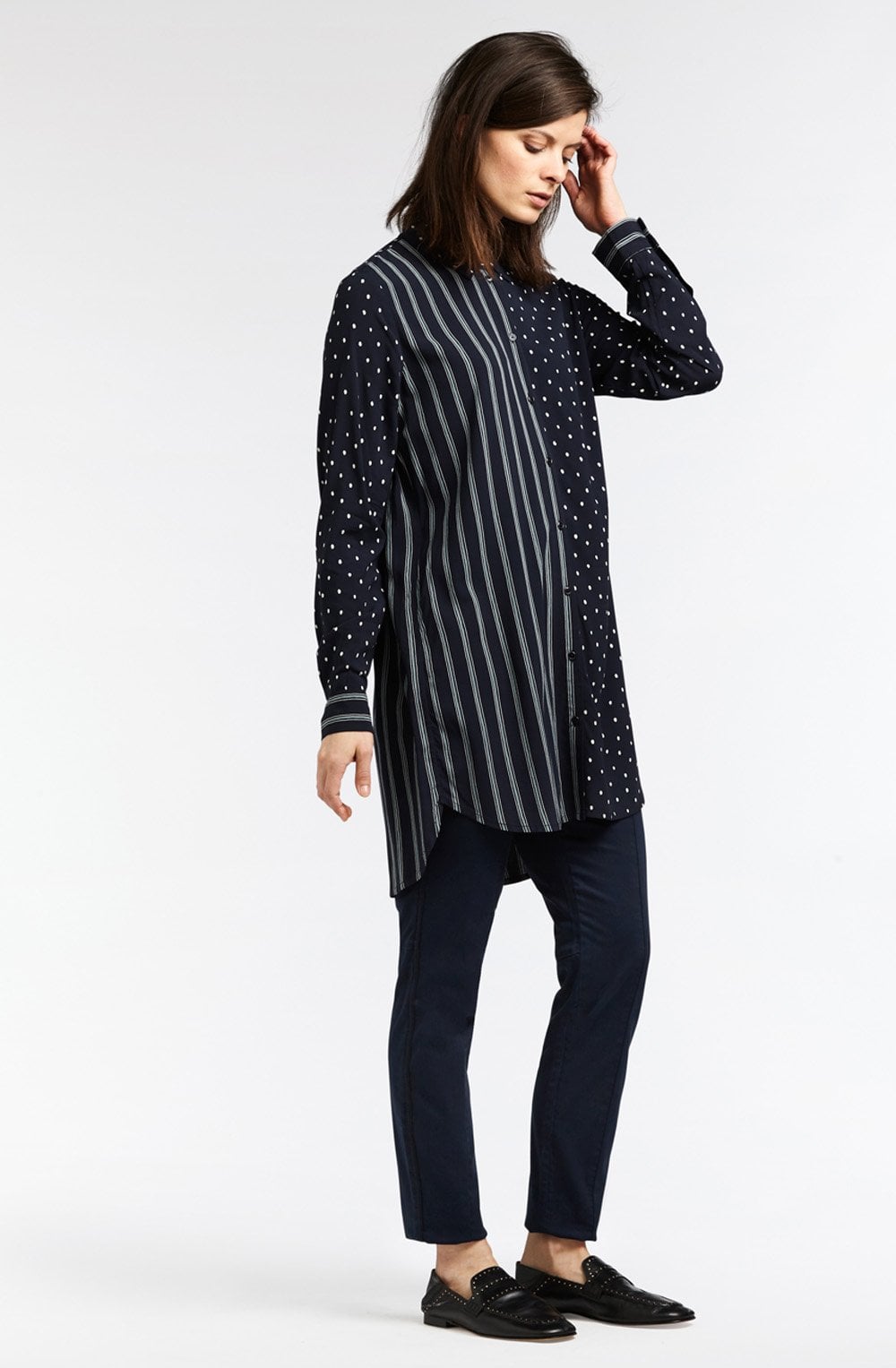 Dark Sapphire Contrasting Print Shirt