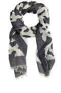 Dark Sapphire & Cream Patterned Scarf
