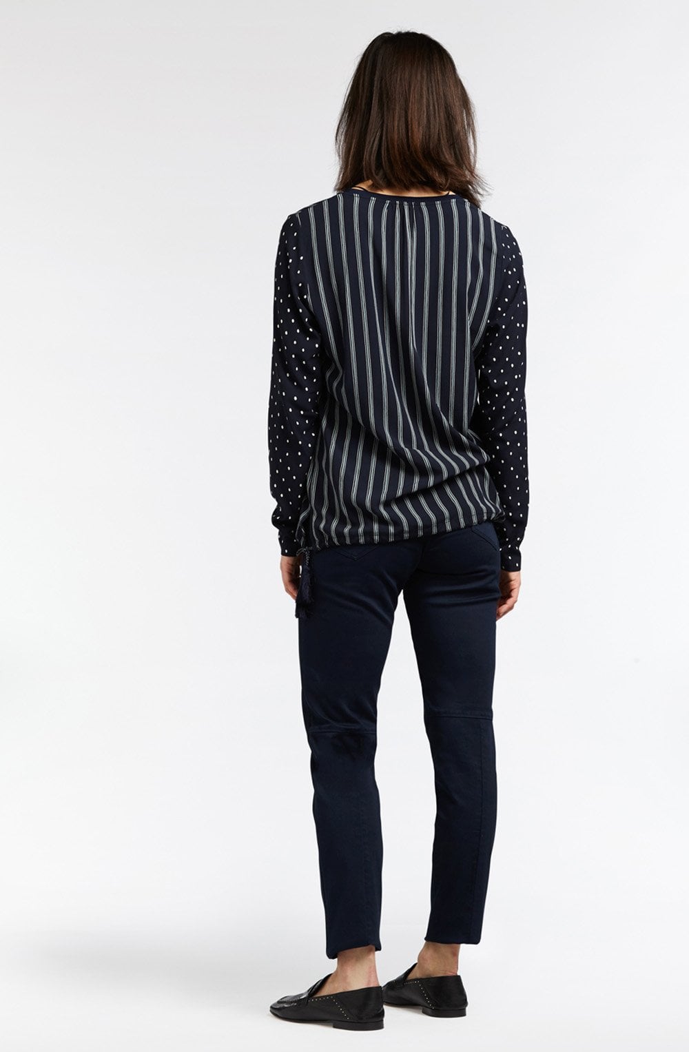 Dark Sapphire Stripe Print Blouse