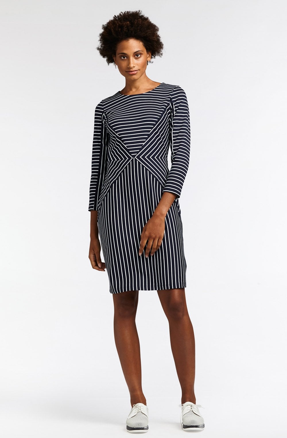 Dark Sapphire & White striped Dress