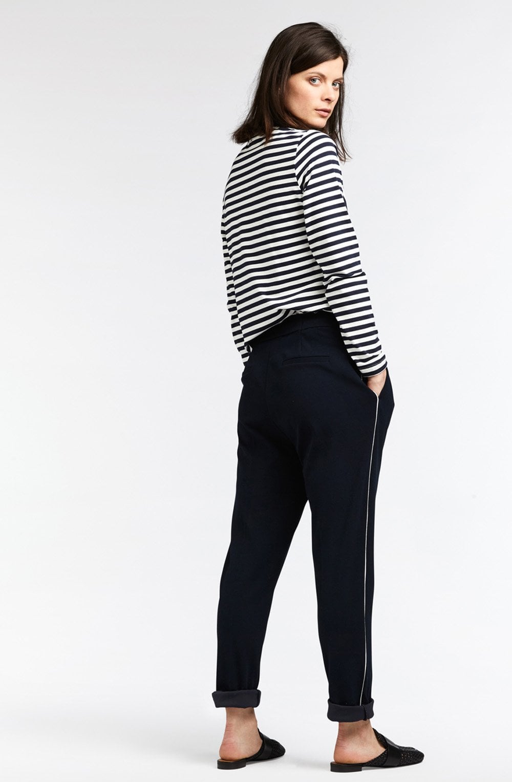Dark Sapphire & White Striped Top