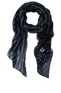 Dark Saspphire Contrasting Print Scarf