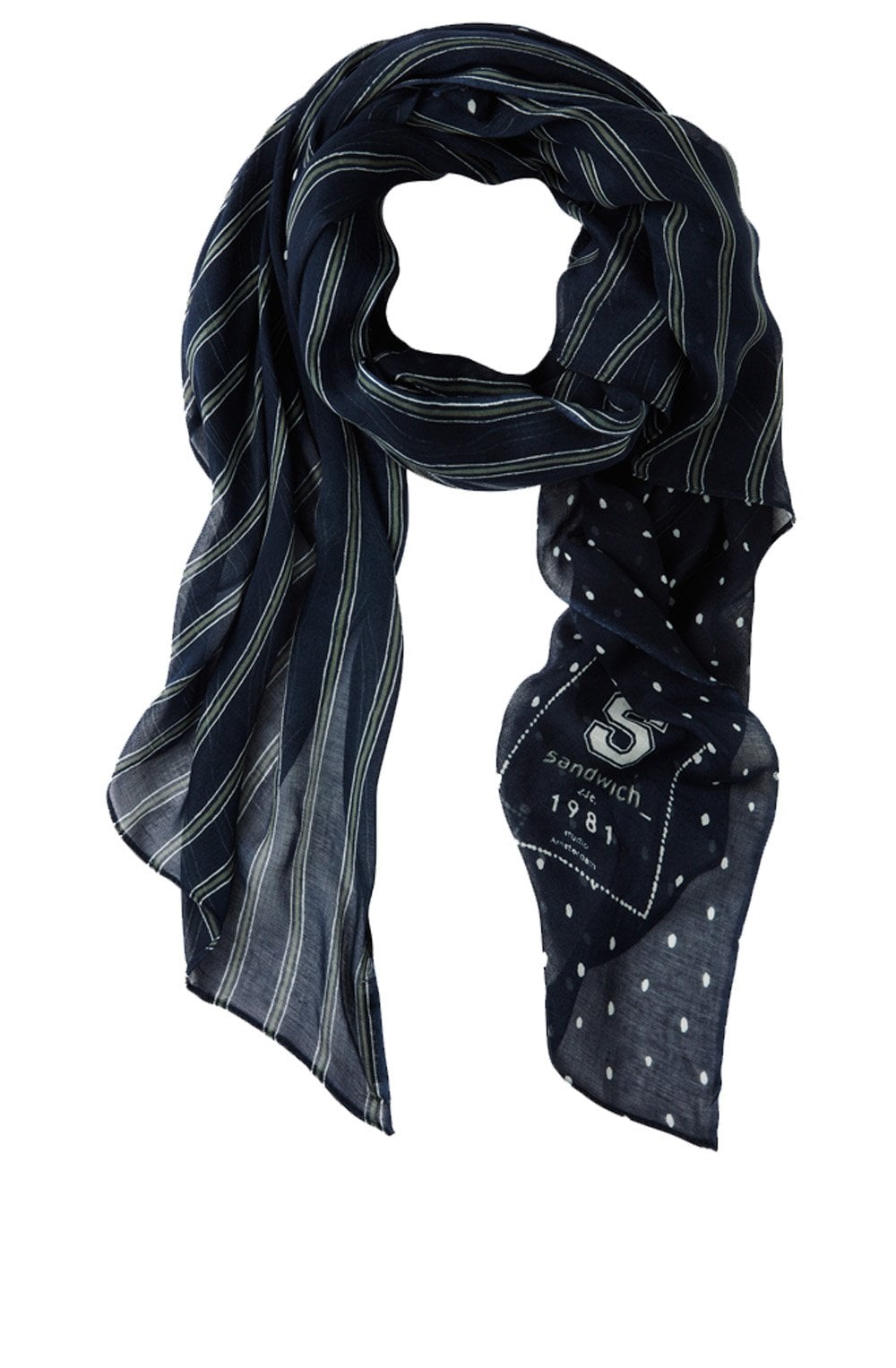 Dark Saspphire Contrasting Print Scarf
