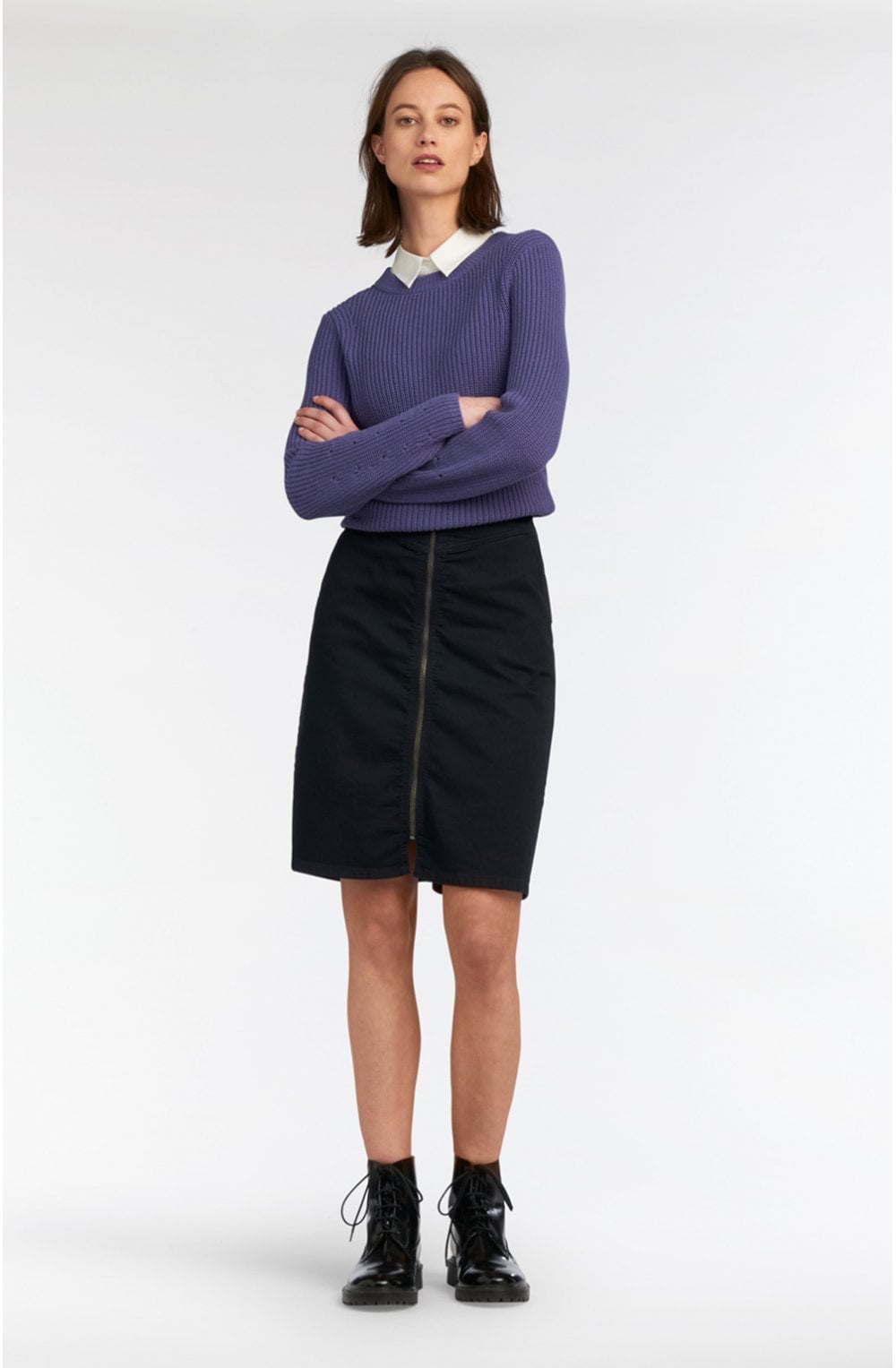 Dark Violet Ribbed Knit Jumper