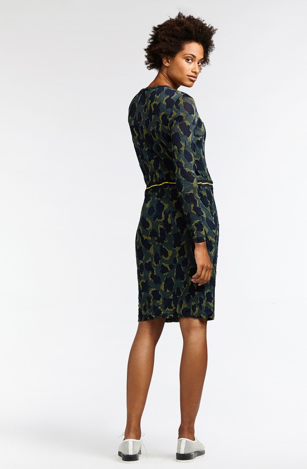 Deep Jade Crushed Patterned Dress
