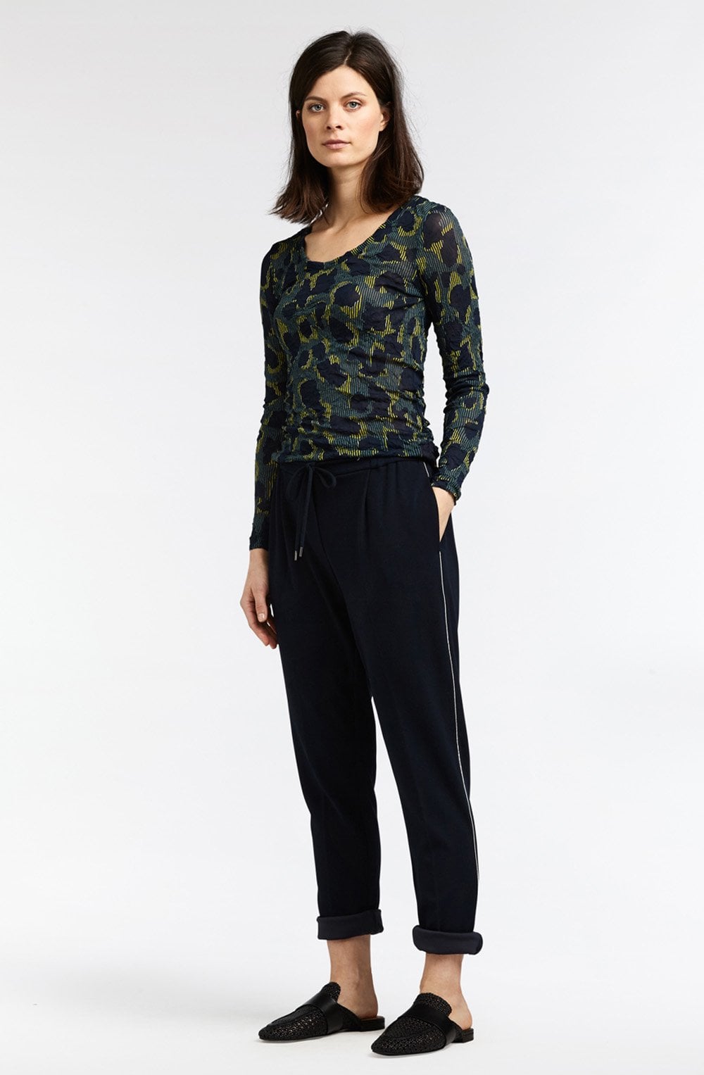 Deep Jade Crushed Patterned Top