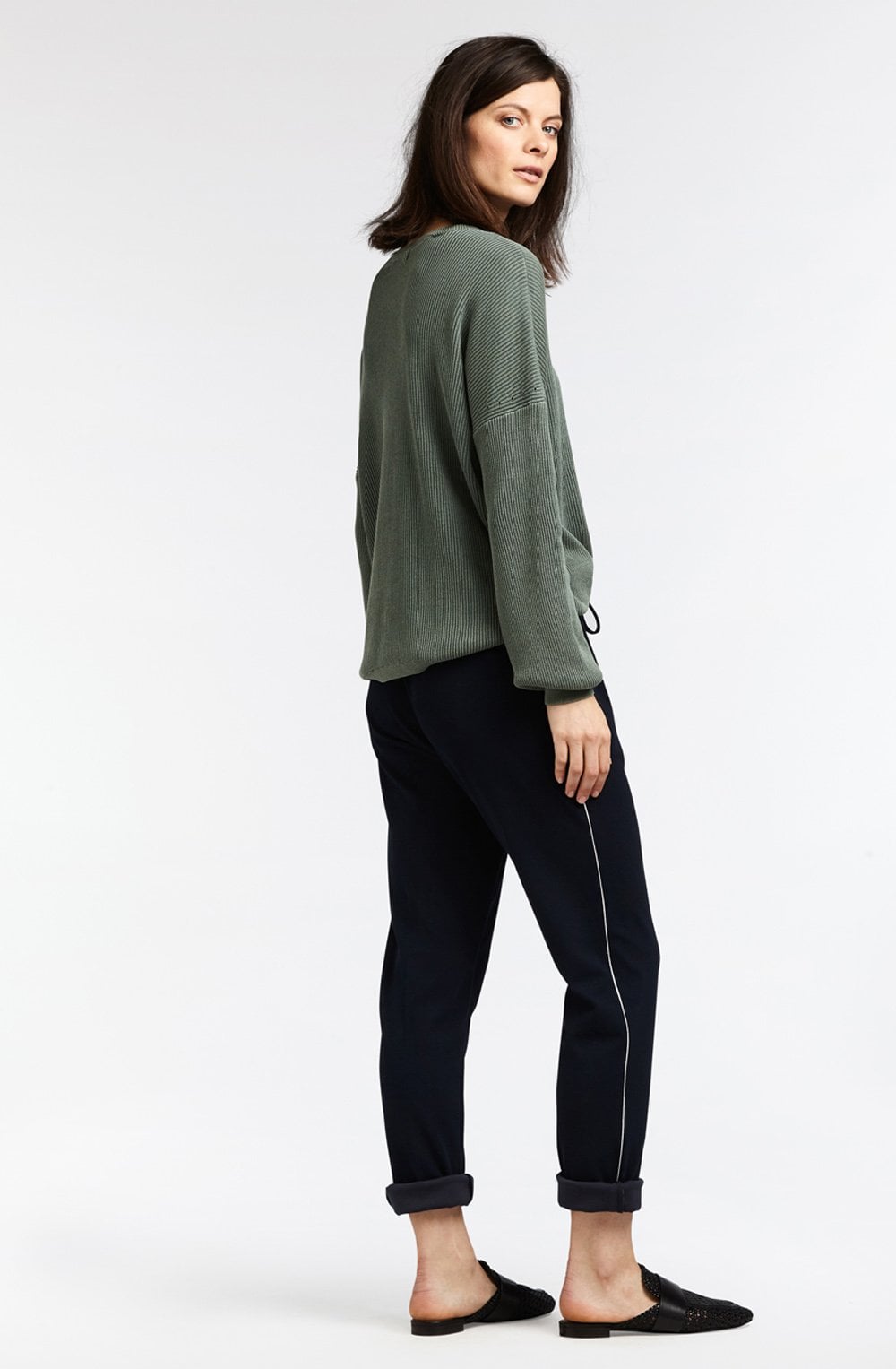 Deep Jade Ribbed Knit Sweater
