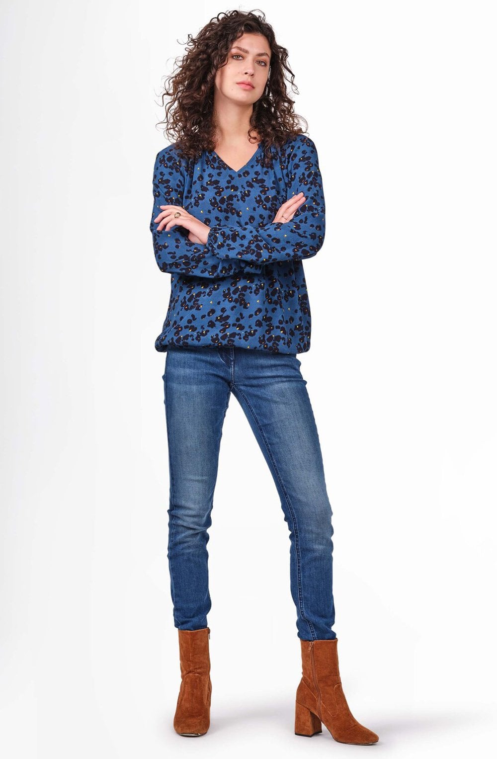 Deep Lagoon Animal Print Blouse