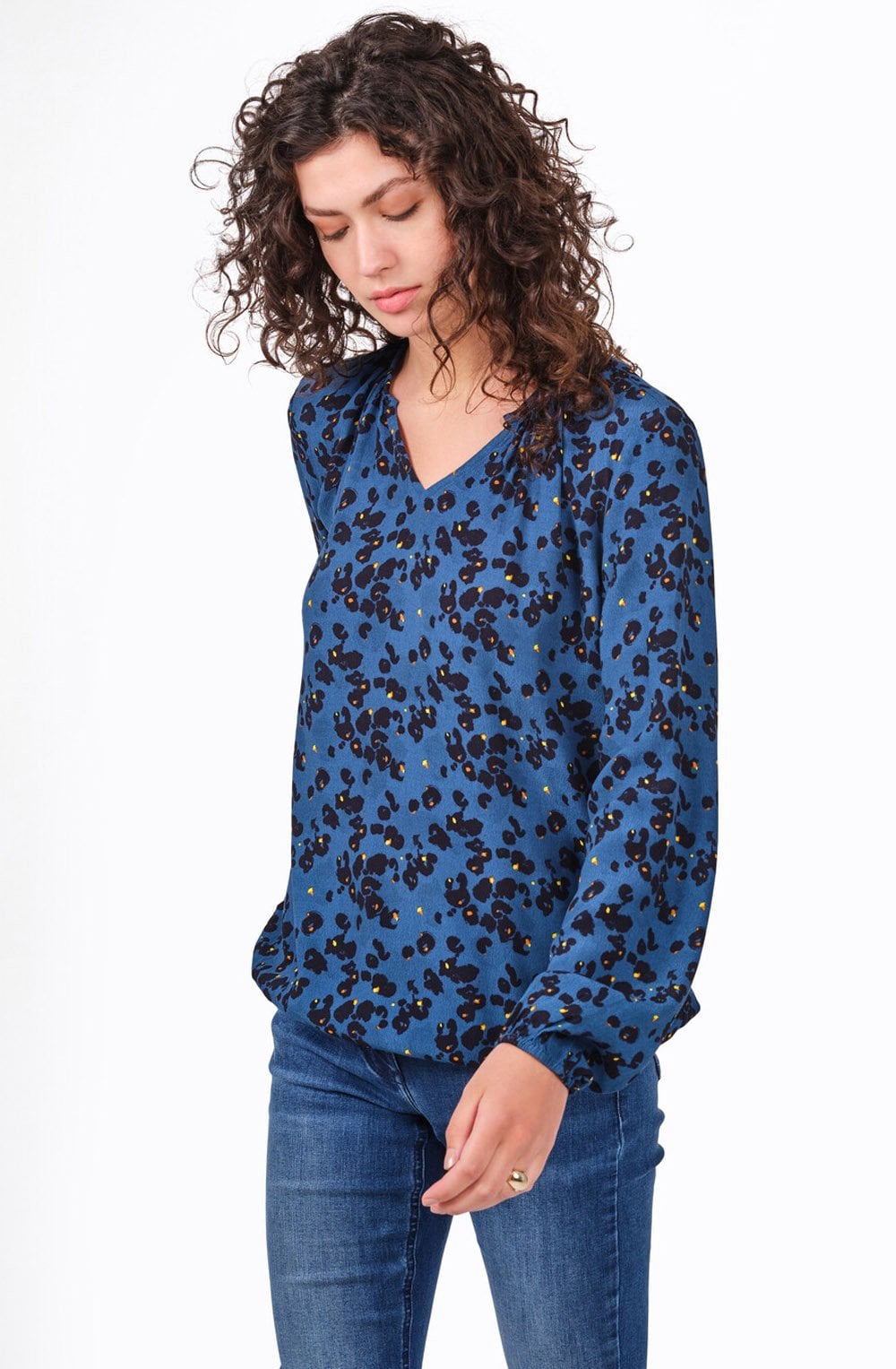 Deep Lagoon Animal Print Blouse
