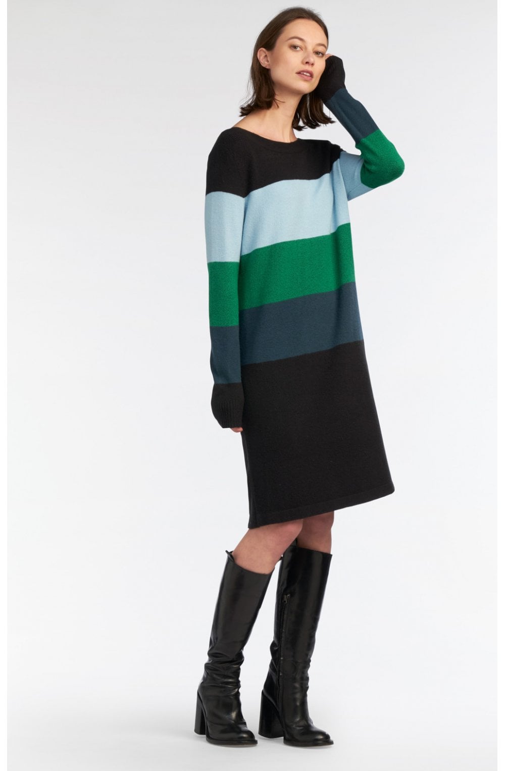 Emerald Colour Block Knit Dress