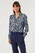 Evening Blue Zebra Print Button up Blouse