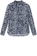 Evening Blue Zebra Print Button up Blouse