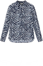 Evening Blue Zebra Print Button up Blouse