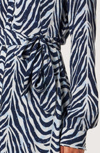 Evening Blue Zebra Print Button up Dress