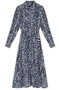 Evening Blue Zebra Print Button up Dress