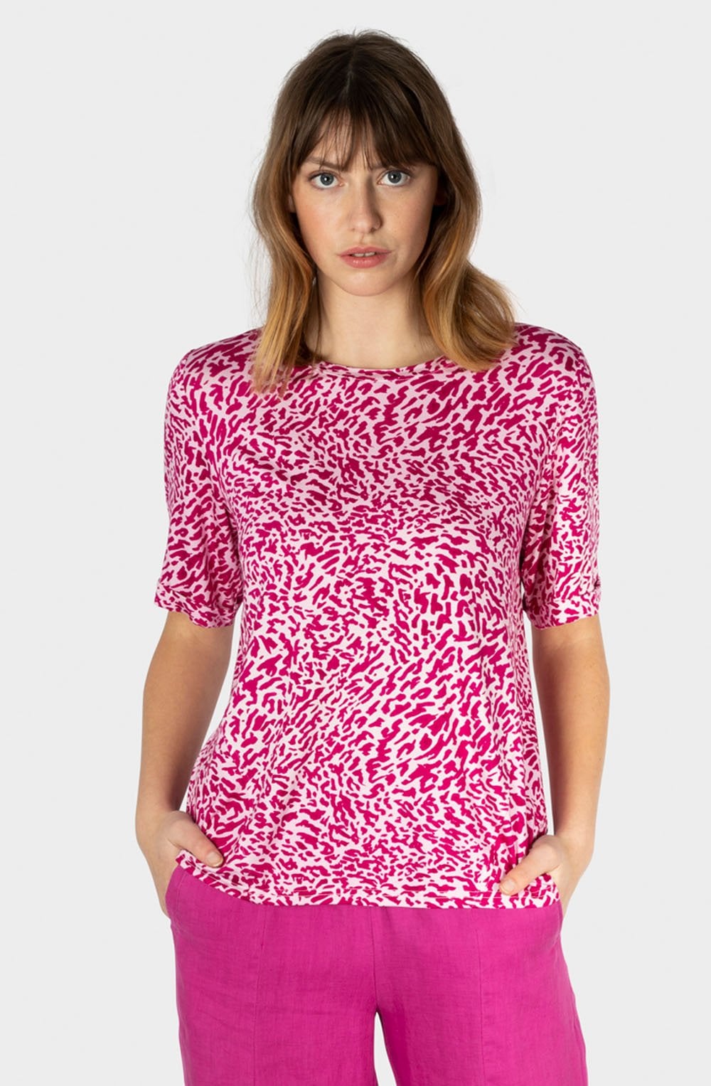 Festival Fuchsia Bold Print Jersey T Shirt