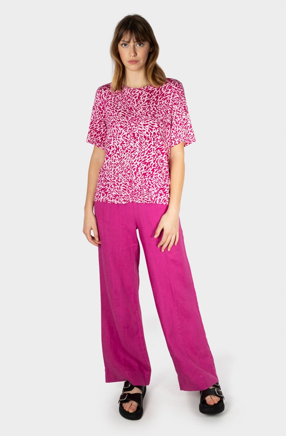 Festival Fuchsia Bold Print Jersey T Shirt