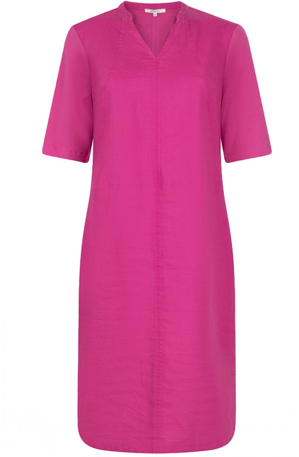 Festival Fuchsia Linen and Contrast Jersey Dress