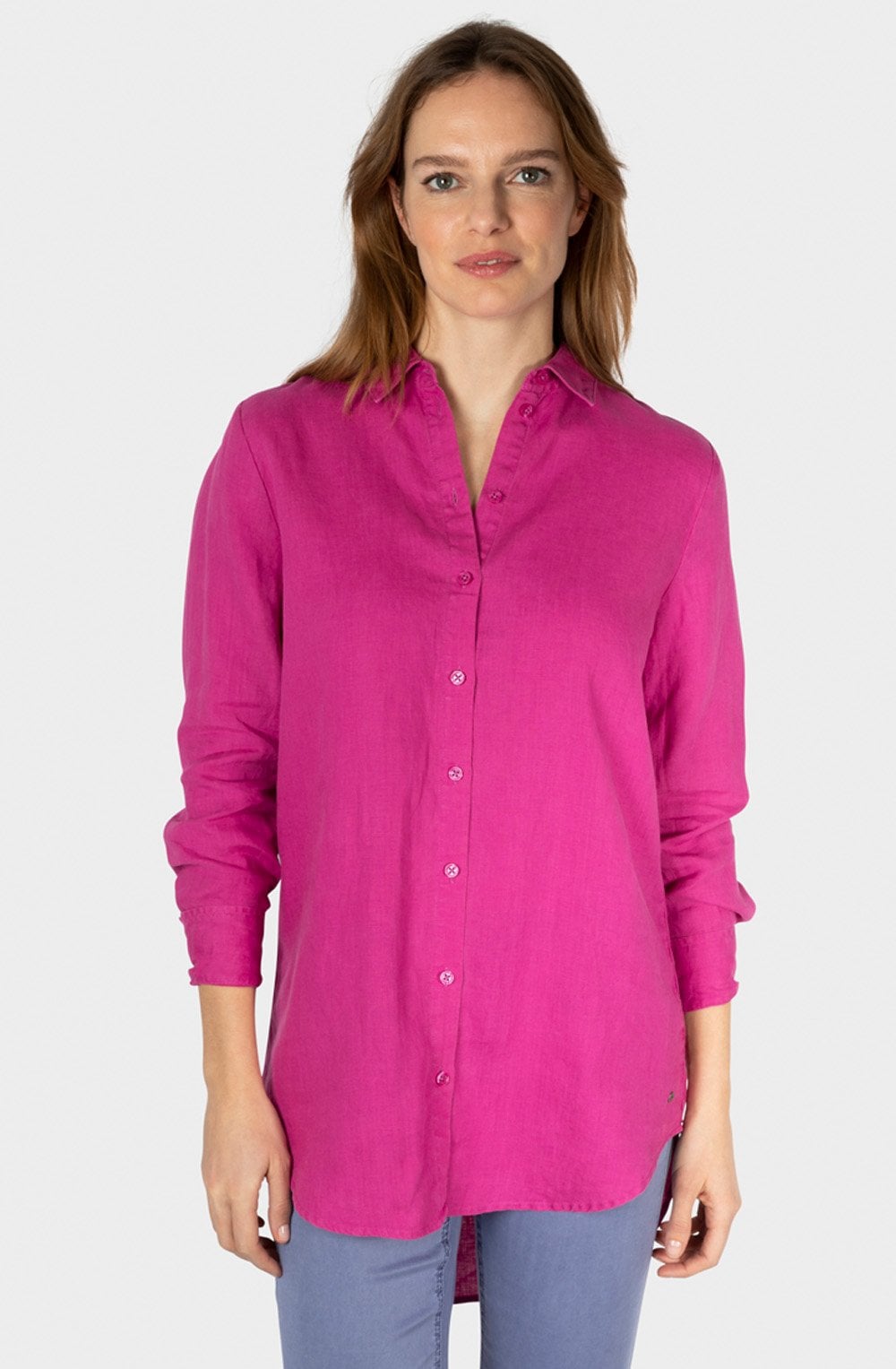Festival Fuchsia Linen Long Line Shirt
