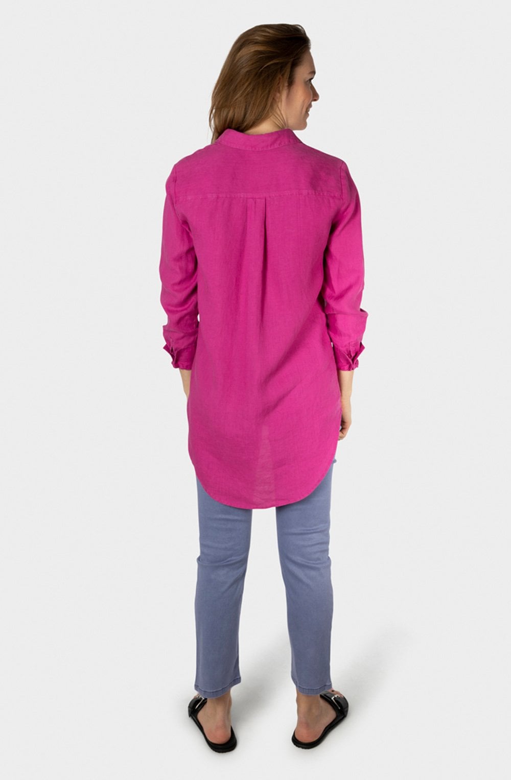 Festival Fuchsia Linen Long Line Shirt