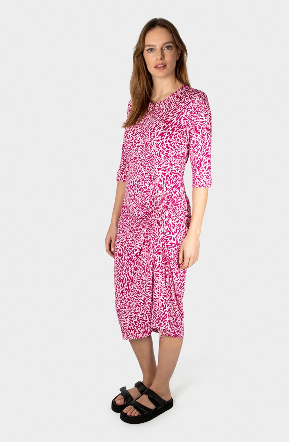 Festival Fuchsia Ruched Detail Jersey Dress