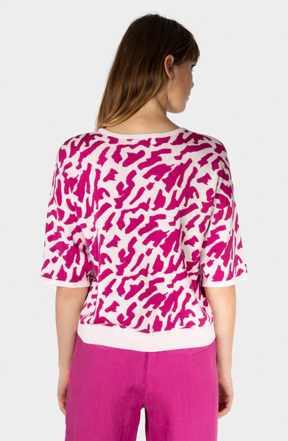 Festival Fuchsia Short Sleeved Fine Knit Sweater