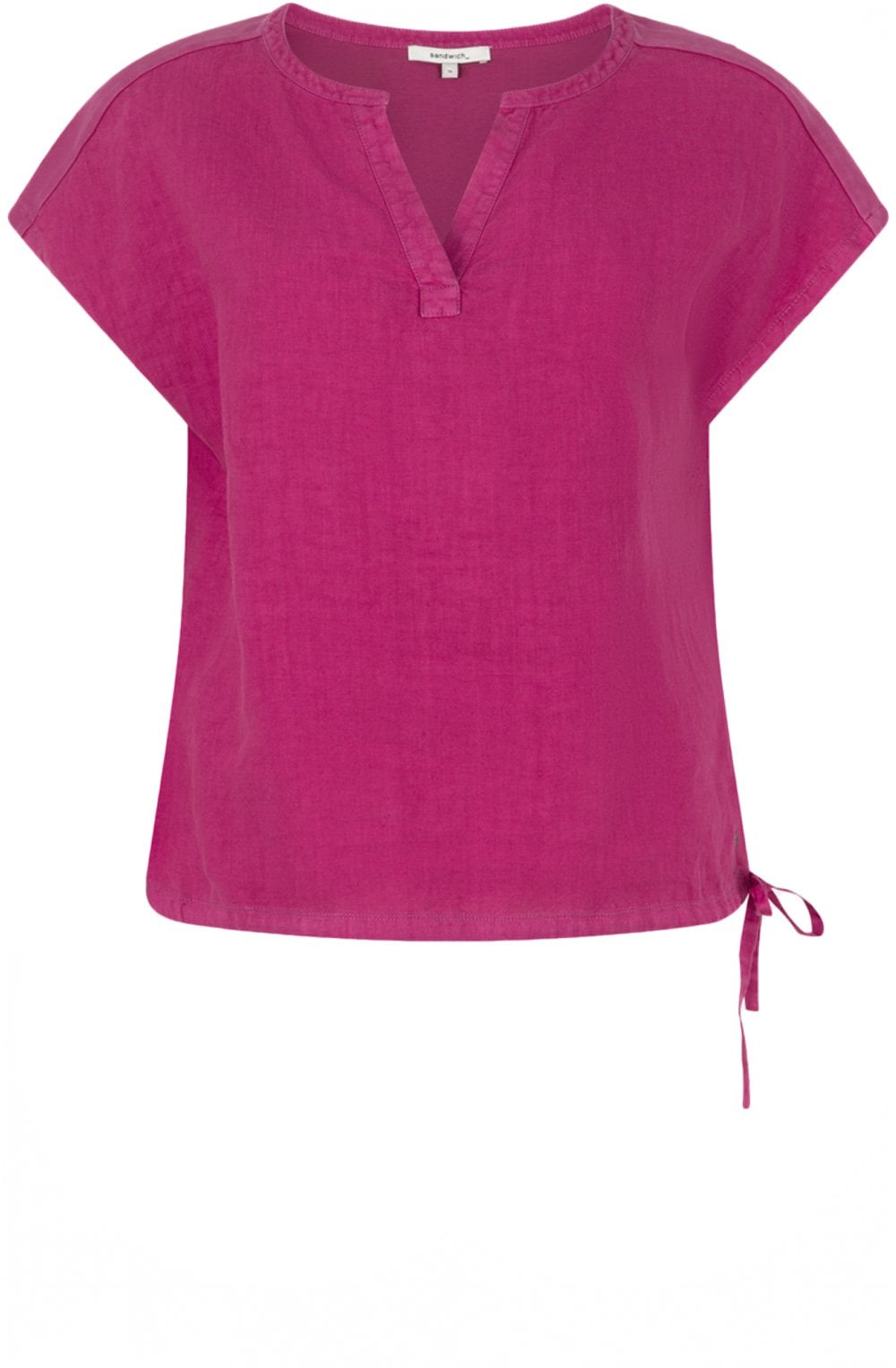 Festival Fuchsia Tie Detail Linen Top