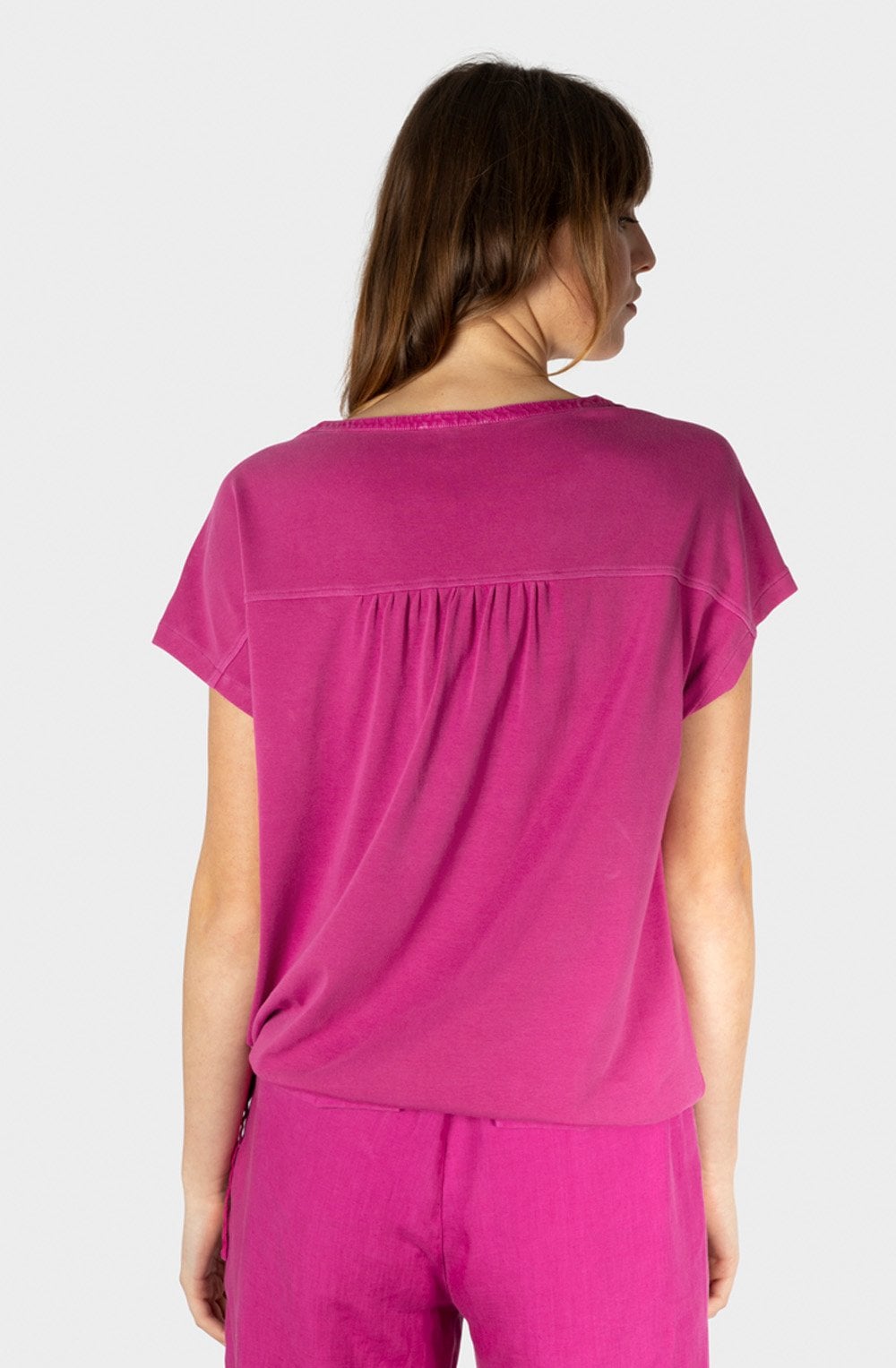 Festival Fuchsia Tie Detail Linen Top