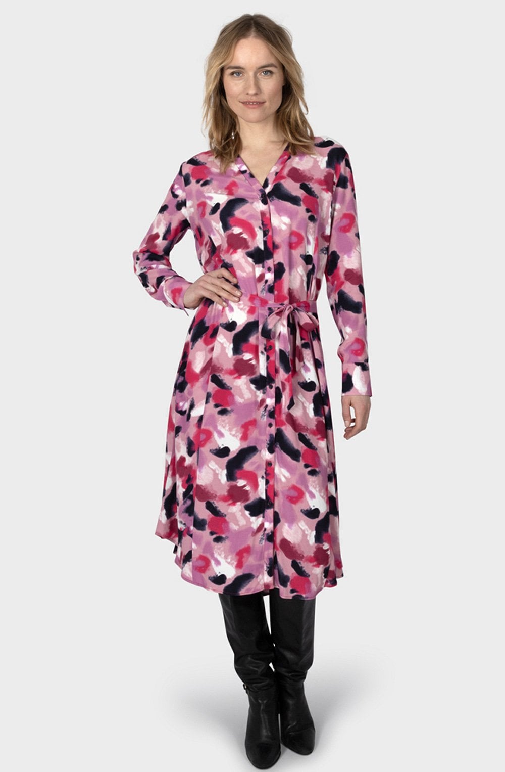 Foxglove Hazy Blur Belted Dress