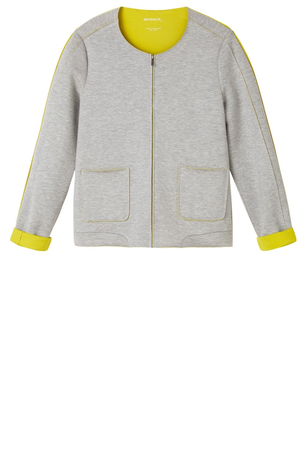 Fresh Grey Collarless Jersey Jacket