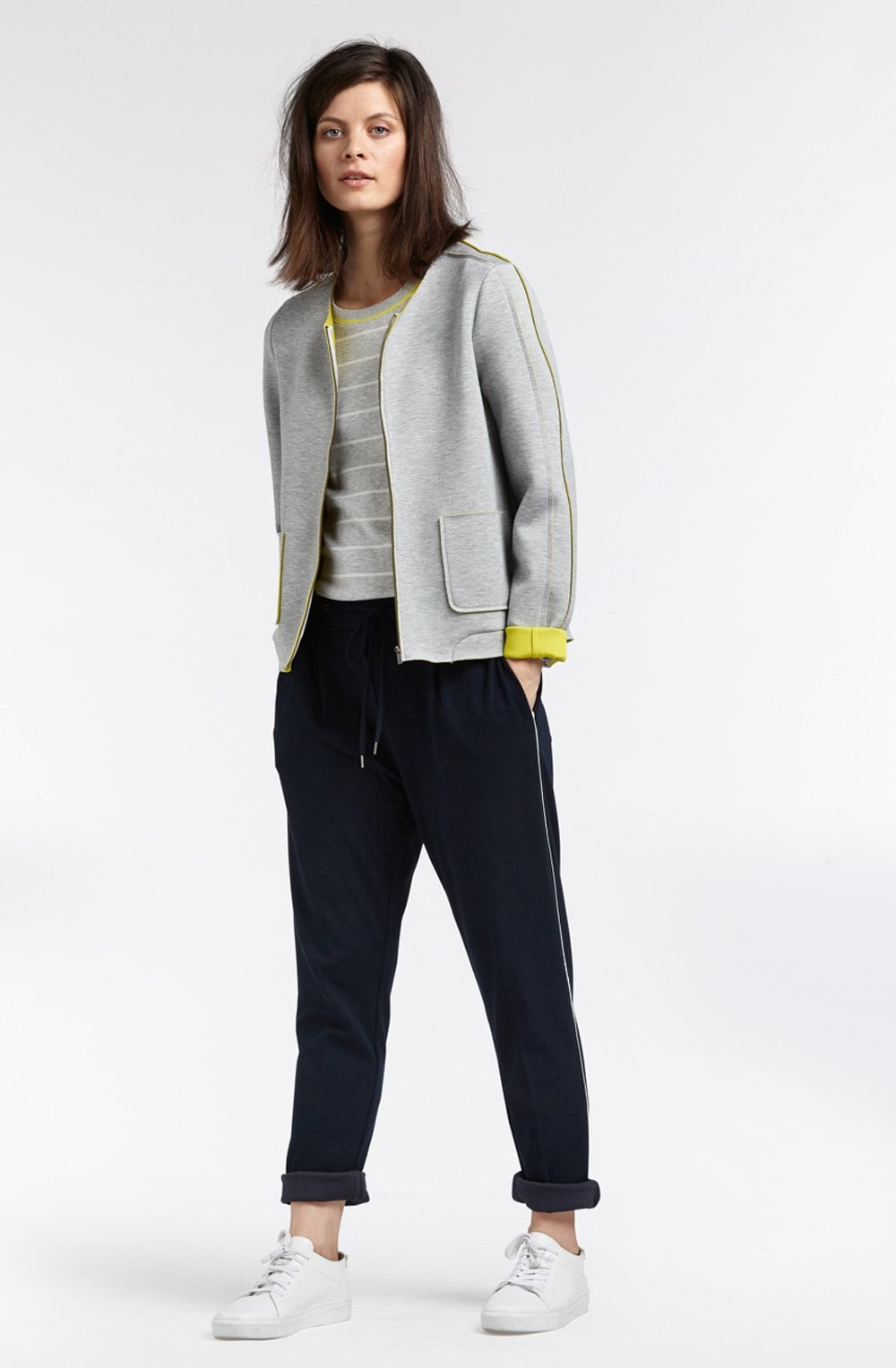 Fresh Grey Collarless Jersey Jacket