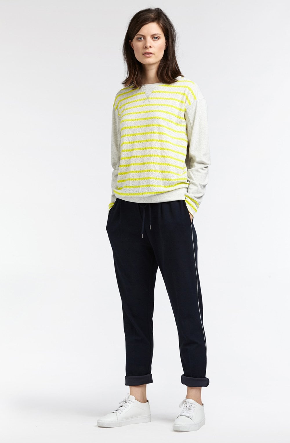 Fresh Grey Striped Sweater