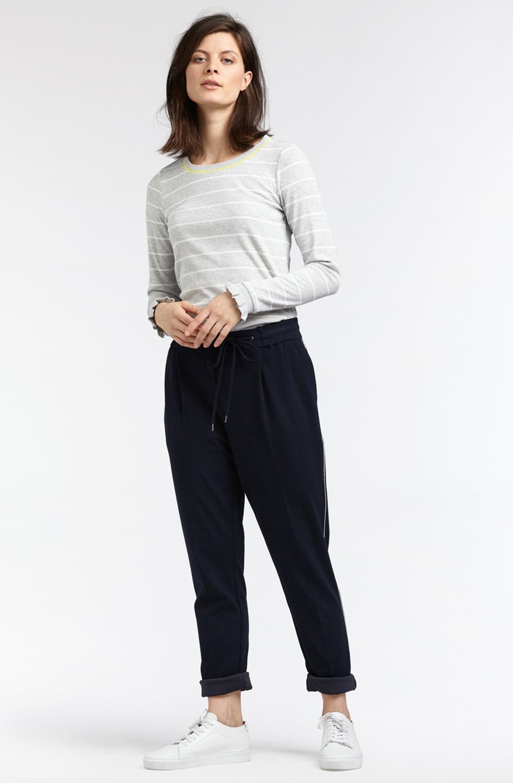 Fresh Grey & White Striped Top