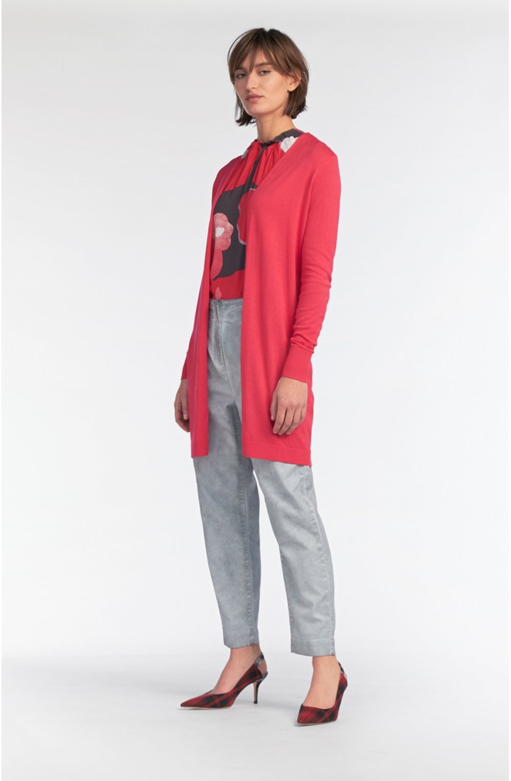 Fuchsia Long Line Cardigan