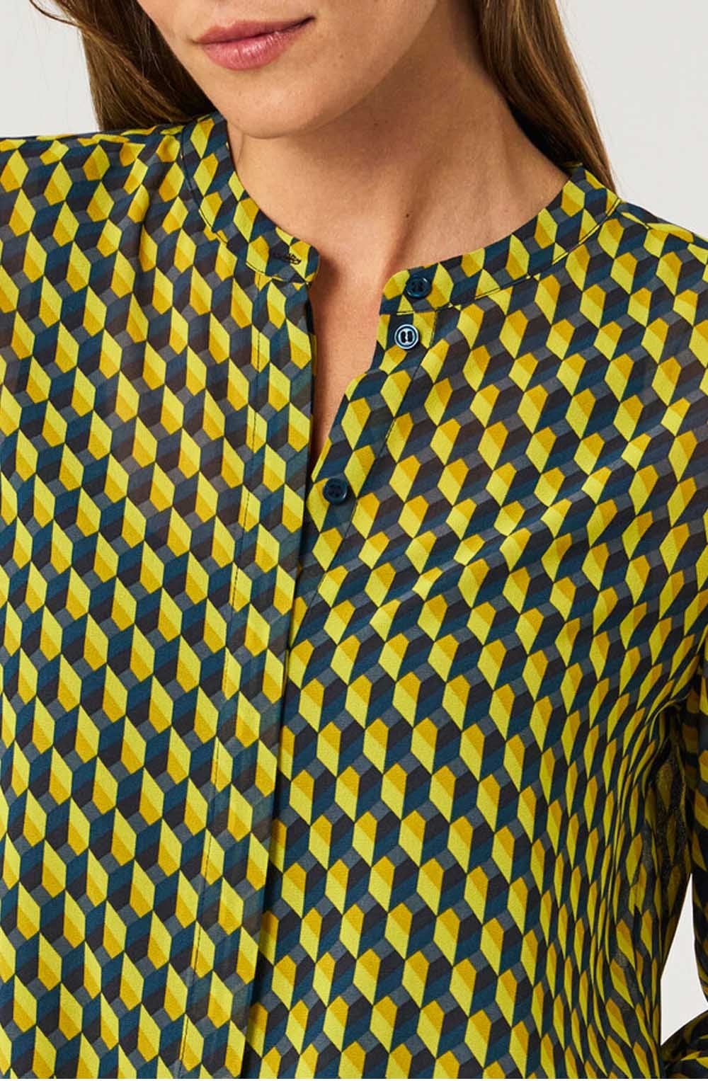 Golden Palm Graphic Button up Blouse