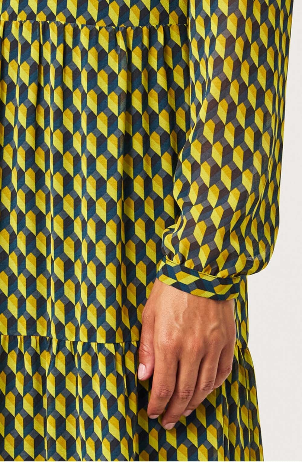 Golden Palm Graphic Print Maxi Dress