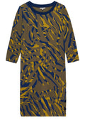 Golden Palm Spotted Midi Dress