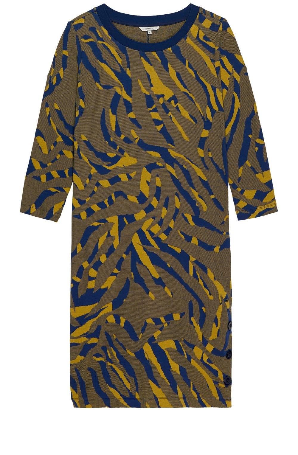 Golden Palm Spotted Midi Dress