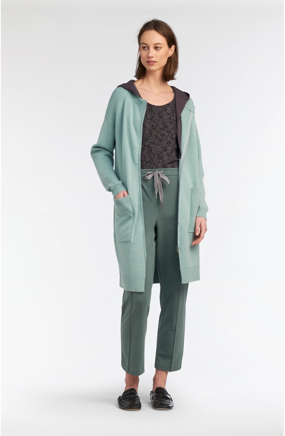 Granite Green Long Line Cardigan