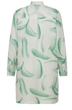 Green and Cloud Dancer Long Muslin Blouse