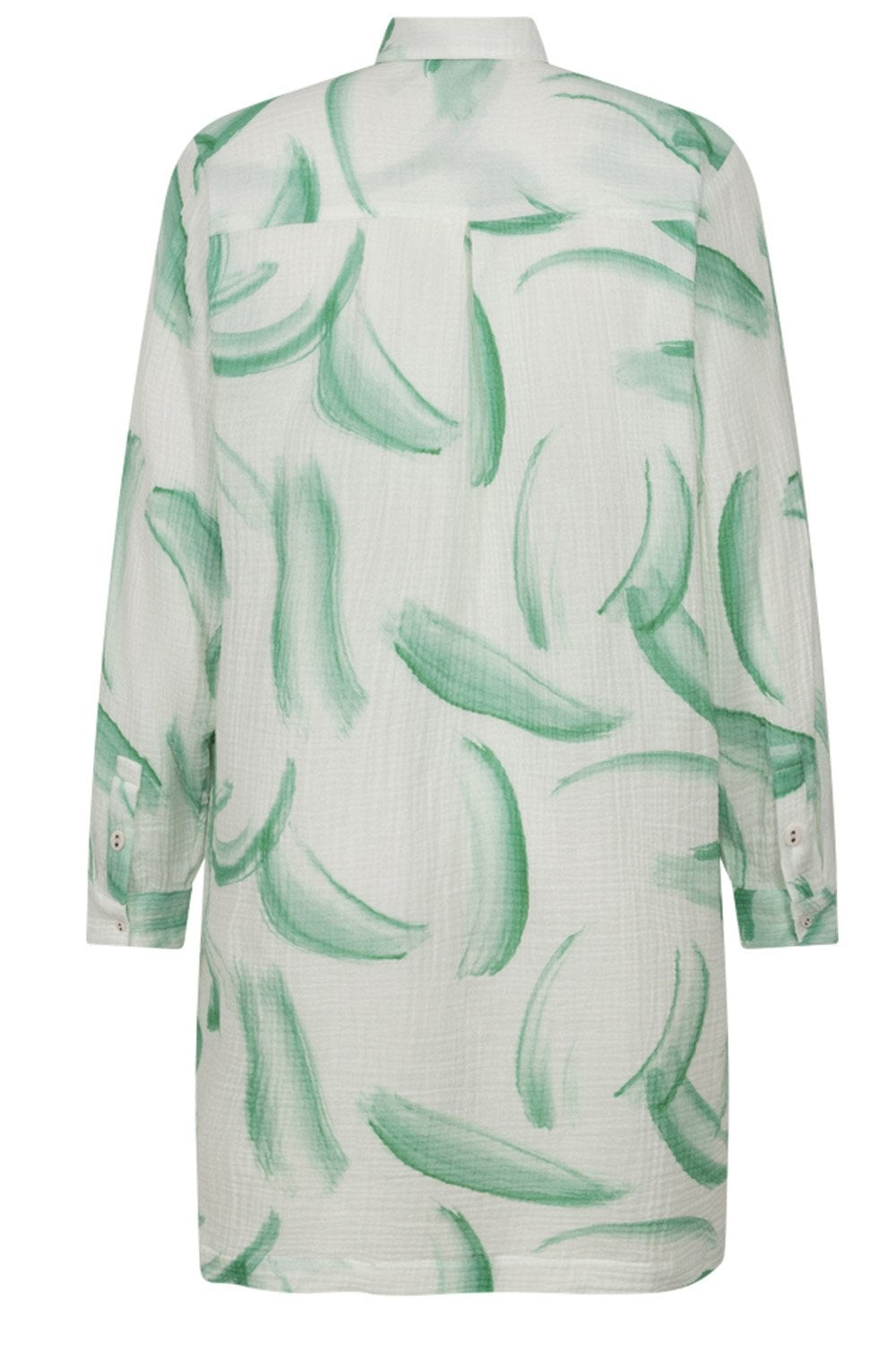 Green and Cloud Dancer Long Muslin Blouse