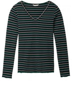 Green & Black Striped Top