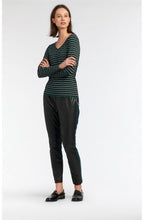 Green & Black Striped Top