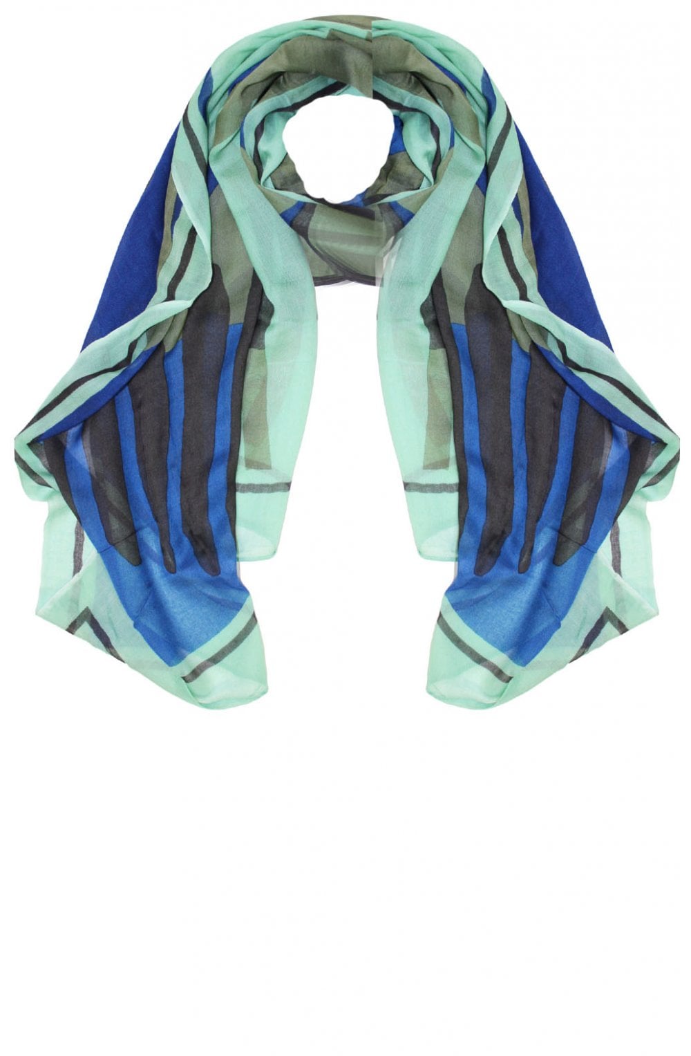 Green & Blue Patterned Scarf