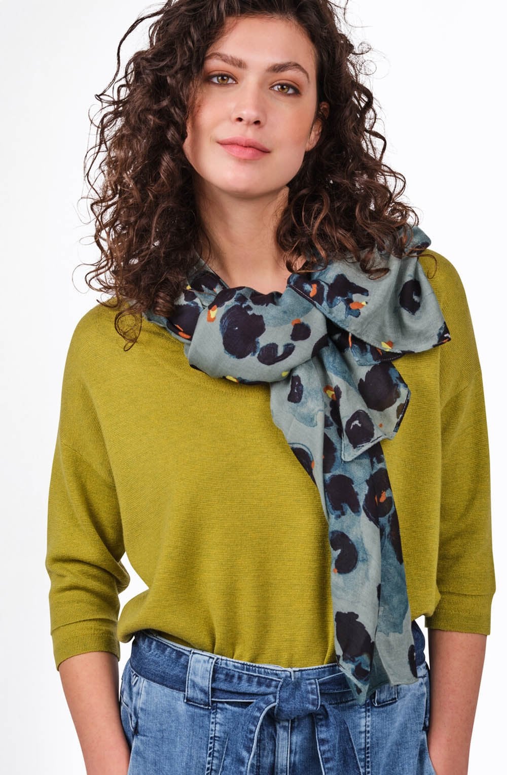 Green Bold Print Scarf